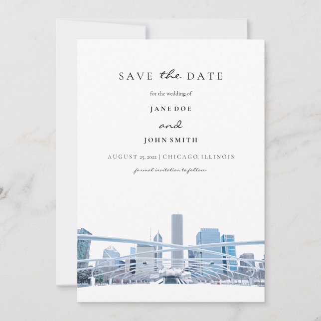 Chicago flat Save The Date Card (Front)