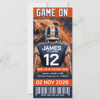 Chicago Football Ticket Birthday Invitation