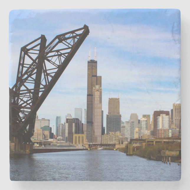 Chicago from the River Stone Coaster (Front)