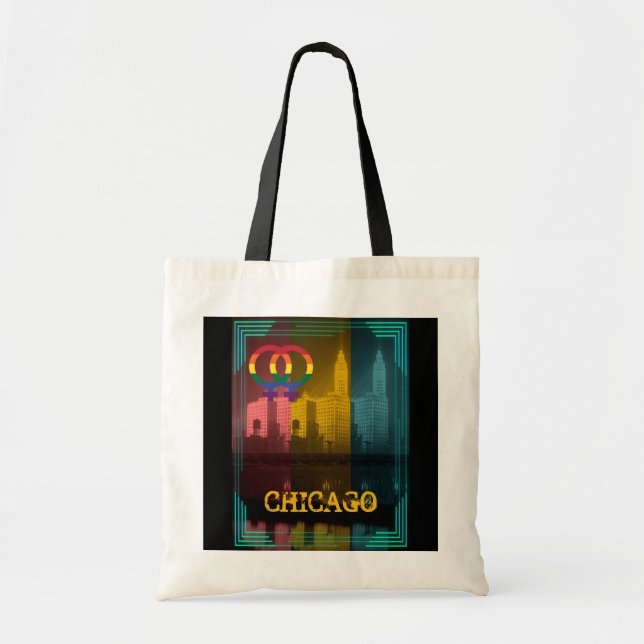 Chicago Gay Lesbian Interest Rainbow Wrigley Bldg Tote Bag (Front)