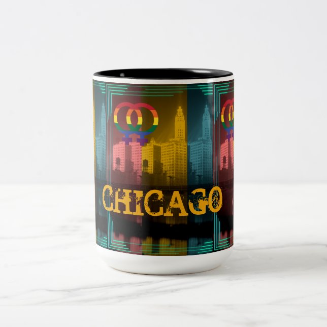 Chicago Gay Lesbian Interest Wrigley Bldg 1930's Two-Tone Coffee Mug (Center)