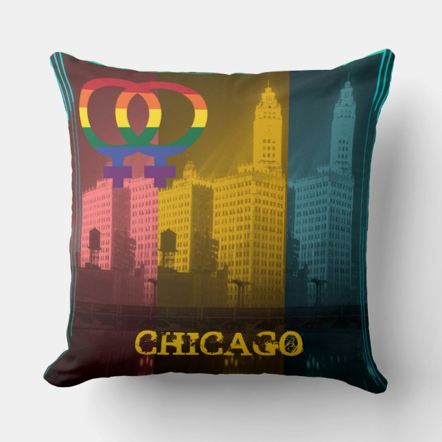Chicago Gay Lesbian Interest Wrigley Building Cushion (Front)