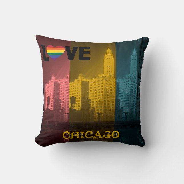 Chicago Gay Pride 1930's Wrigley Building Photo Cushion (Front)