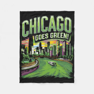 Chicago Goes Green For St. Patrick's Day Fleece Blanket