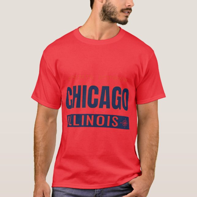 Chicago GPS Coordinates Chi-Town Windy City Souths T-Shirt (Front)