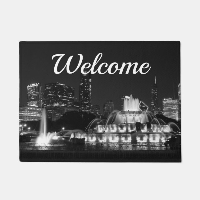 Chicago Grant Park Grayscale Welcome Doormat (Front)