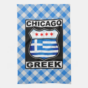 Chicago Greek American  Tea Towel