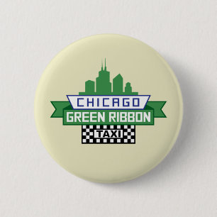 Chicago Green Ribbon Taxi Logo - Fan Art 6 Cm Round Badge