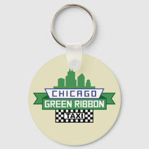 Chicago Green Ribbon Taxi Logo - Fan Art Key Ring