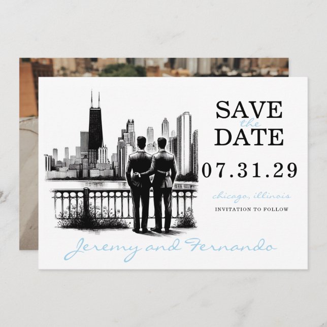 Chicago Grooms Save The Date (Front/Back)