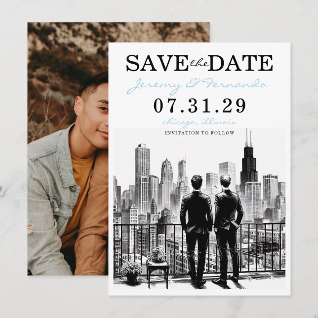 Chicago Grooms Save The Date (Front/Back)