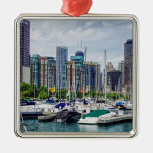 Chicago Harbor Metal Tree Decoration