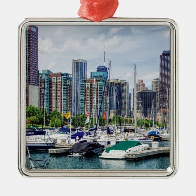 Chicago Harbor Metal Tree Decoration (Front)