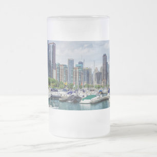 Chicago Harbour Frosted Glass Beer Mug
