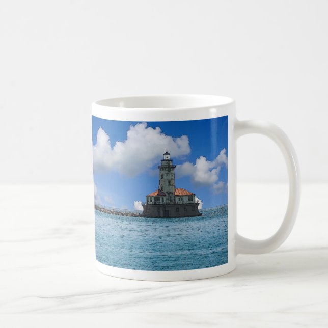 Chicago Harbour Lighthouse Painterly Coffee Mug (Right)