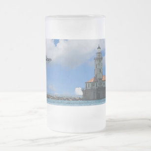 Chicago Harbour Lighthouse Painterly Frosted Mug