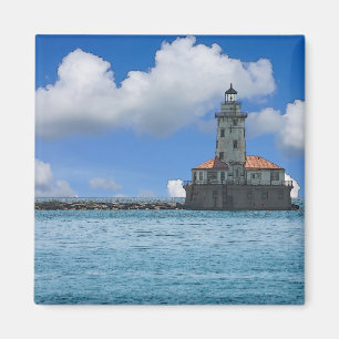 Chicago Harbour Lighthouse Painterly Magnet