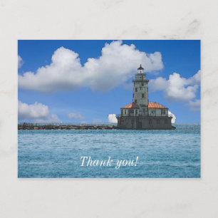 Chicago Harbour Lighthouse Painterly Thank You Postcard