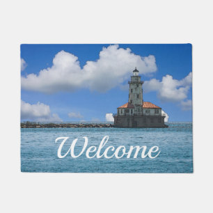 Chicago Harbour Lighthouse Painterly Welcome Doormat