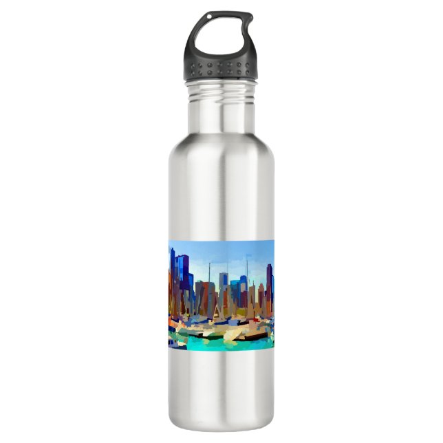 Chicago Harbour Skyline 710 Ml Water Bottle (Front)