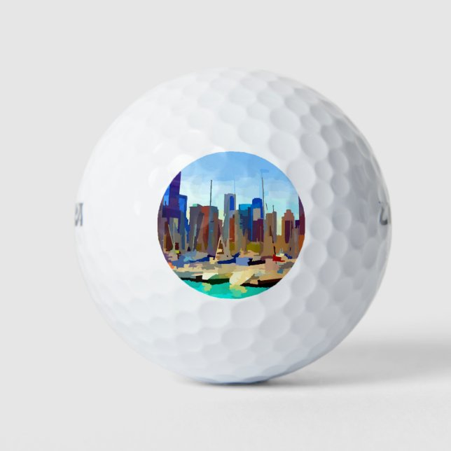 Chicago Harbour Skyline Golf Balls (Front)