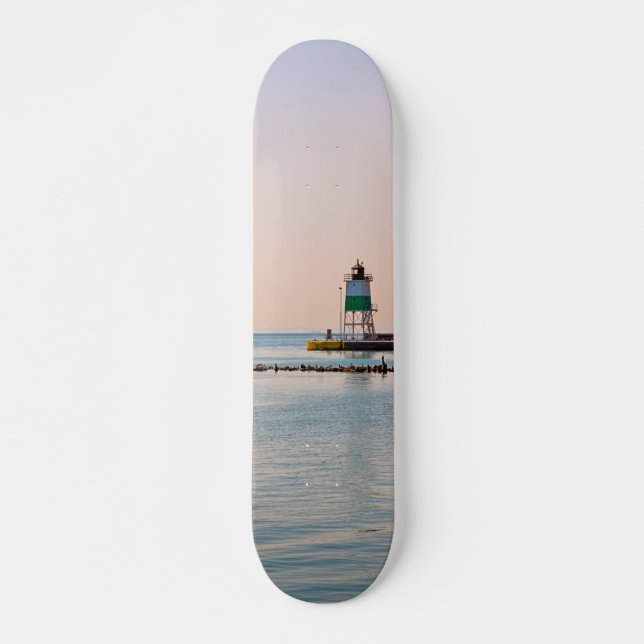 Chicago Harbour Southeast Lighthouse Skateboard (Front)