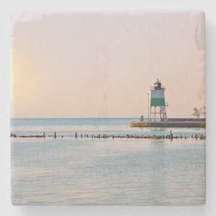 Chicago Harbour Southeast Lighthouse Stone Coaster