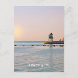 Chicago Harbour Southeast Lighthouse Thank You Postcard