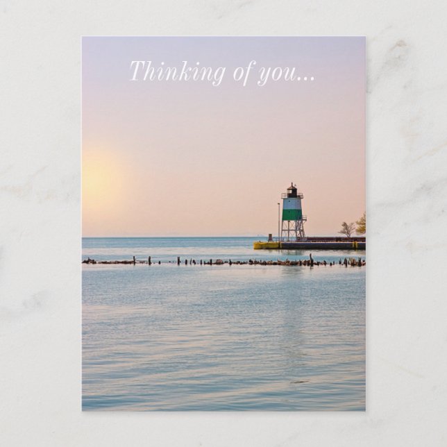 Chicago Harbour Southeast Lighthouse Thinking Of U Postcard (Front)