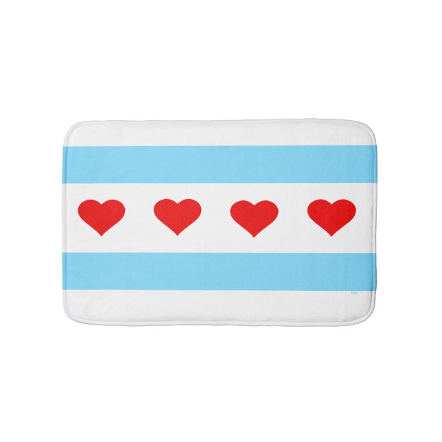 Chicago Heart Flag Bath Mat (Front)