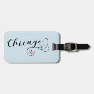 Chicago Heart Luggage Tag Template, Illinois