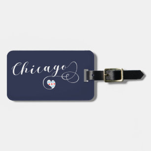 Chicago Heart Luggage Tag Template, Illinois