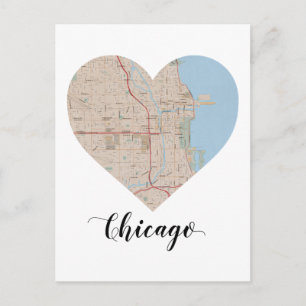 Chicago Heart Map Postcard