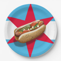 Chicago hotdog party paper plate