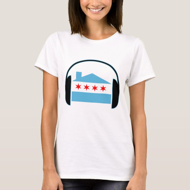 Chicago House Flag Headphones T-Shirt (Front)