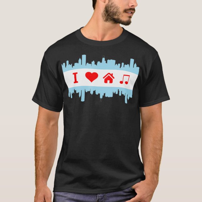 Chicago House Music - Skyline EDM Vintage T-Shirt (Front)