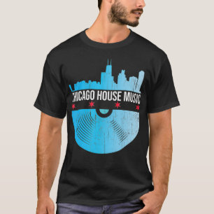 Chicago House Music - Skyline Vinyl Record DJ T-Shirt