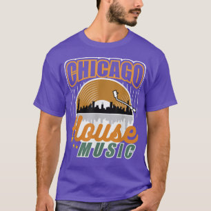 Chicago House Music Vinyl Dj Raver Flag Skyline Ap T-Shirt