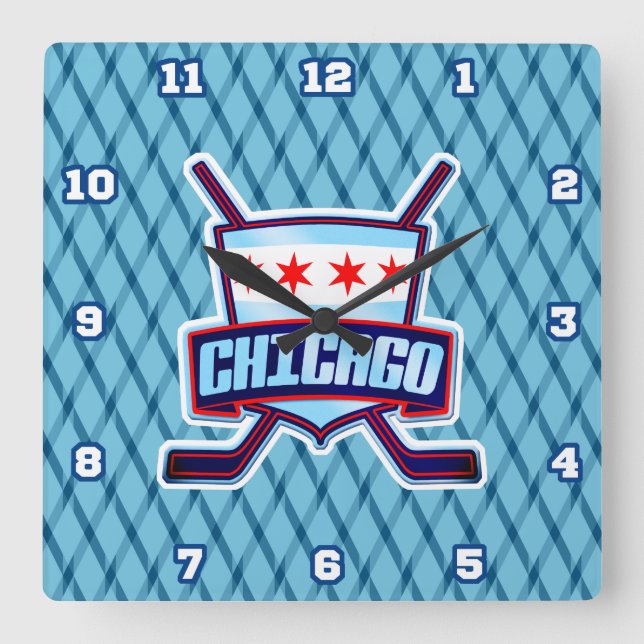 Chicago Ice Hockey Flag Wall Clock (Front)