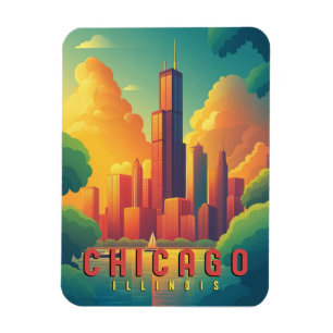 Chicago Iconic Skyline & Lake Michigan Magnet