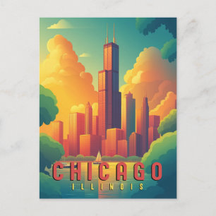 Chicago Iconic Skyline & Lake Michigan Postcard