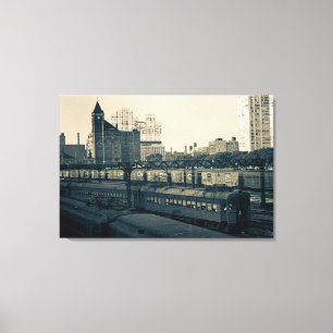 Chicago ICRR Building Train Yards 1971 Photograph Canvas Print