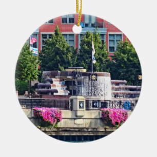 Chicago IL - Centennial Fountain Closeup Ceramic Tree Decoration