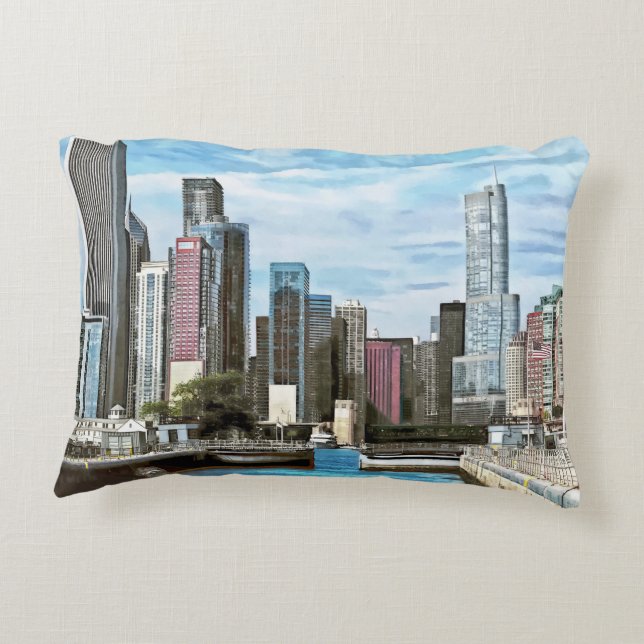 Chicago IL - Chicago Harbour Lock Decorative Cushion (Back)