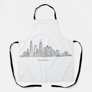 Chicago IL Cityscape Illustration Apron