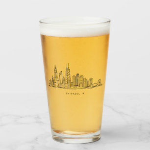 Chicago IL Cityscape Illustration Glass