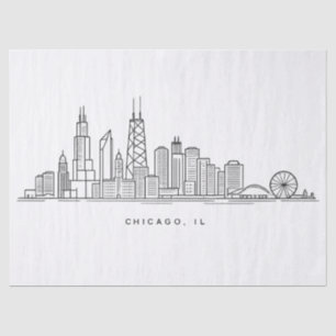 Chicago IL Cityscape Illustration Tissue Paper