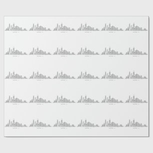 Chicago IL Cityscape Illustration Wrapping Paper