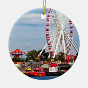 Chicago IL - Ferris Wheel at Navy Pier Ceramic Tree Decoration