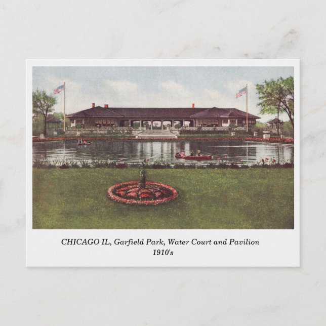Chicago IL, Garfield Park, Water Court 1910s view Postcard (Front)